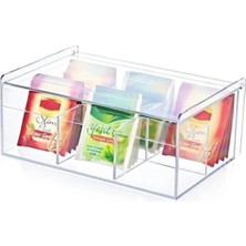 Kapaklı Çay Kutusu 6 Bölmeli Dikdörtgen Bitki Çayı ve Kahve Kutusu