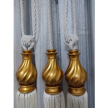 Fon Perde Tavan Bağlama Püsküllü Braçol Set ( Üçlü Set ) Krem