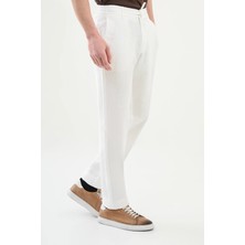Düz Slim Fit %100 Keten Erkek Pantolon