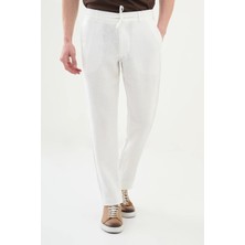 Düz Slim Fit %100 Keten Erkek Pantolon