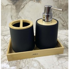 Banyo Seti 3 Parça Modern Tasarım Akrilik Siyah