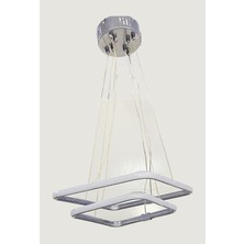 Kare LED Avize 2li Sarkıt Model Avize Krom