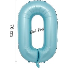 Folyo Balon 0 Rakamı Helyum Balon 76  cm  Mavi Renk - 0 Yaş Balonu - 0 Rakam Balon - 34 Inch