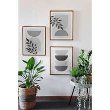 3 Parça Kahverengi Gerçek Ahşap Çerçeveli Tablo Seti - Model 20