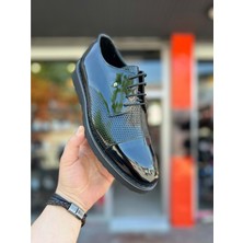 Erkek Günlük Klasik Rugan Deri Ayakkabı Düğün Nişan Takm 04 - Siyah Rugan - 40