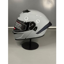 Wosen WS-202 Güneş Gözlüklü Çene Açılır Kask (Şeffaf Vizörlü) Cement Grey