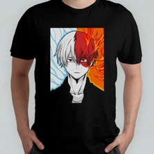 Pixxa My Hero  Shoto Todoroki Unisex %100 Pamuklu Bisiklet Yaka T-Shirt Model 3