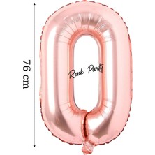 Folyo Balon 0 Rakamı Helyum Balon 76  cm  Rose Renk - 0 Yaş Balonu - 0 Rakam Balon - 34 Inch