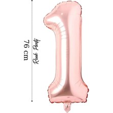 Folyo Balon 1 Rakamı Helyum Balon 76  cm  Rose Renk - 1 Yaş Balonu - 1 Rakam Balon - 34 Inch