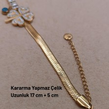 Hazemy Dört Yapraklı Yonca ve Nazar Boncuğu Detaylı Yarı Su Yolu Zarif Bileklik