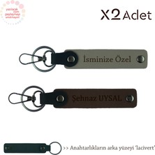 Öğretmene Özel Sürpriz, Isim & Soyisim Yazılı 2’li Anahtarlık Seti, Kül Gri-Koyu Kahve-Lacivert