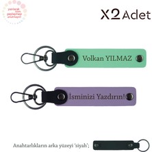 Doktora Yılbaşı Hediyesi, Isimli & Soyisimli 2’li Anahtarlık Seti, Mor Menekşe-Yeşil-Siyah