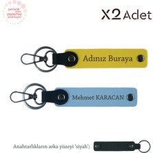 Arkadaşa Doğum Günü Sürprizi, Isim Yazılı 2’li Anahtarlık Seti, Sarı-Gök Mavi-Siyah