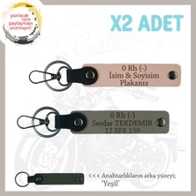 Motosiklet Maceracılarına Özel Isim Plaka ve 0 Rh (-) Kan Grubu X2 Anahtarlık, Yavruağzı-Kül Gri-Ysl