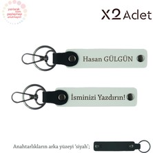 Yeni Doğan Ebeveynlerine Hediye, Isim Soyisimli 2’li Anahtarlık Takımı, Beyaz-Siyah