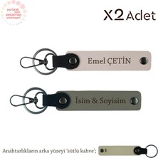 Çiftlere Mezuniyet Armağanı, Isimli 2’li Anahtarlık Takımı, Kül Gri-Pudra-Sütlü Kahve