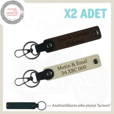 2'li Sürpriz Hediye Anahtarlık – Plaka ve Isimle Kişiye Özel Dokunuş, Koyu Kahve-S Kahve-Laci