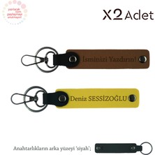 Mezuniyete Anlamlı Hediye, Isim Soyisimli 2’li Anahtarlık Seti, Açık Kahve-Sarı-Siyah