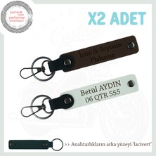 Kurye ve Sürücü Dostu Anahtarlık Takımı – Kişiye Özel Plaka ve Isimli Seçenek, Koyu Kahve-Beyaz-Laci