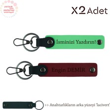 Yeni Ev Hatırası Olarak, Isimli 2’li Anahtarlık Hediye Takımı, Fıstık Yeşil-Bordo-Lacivert