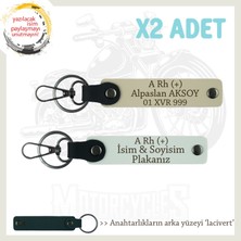 Maceracı Erkeklere, Isim Plaka ve A Rh (+) Kan Grubu Yazılı X2 Hediye Anahtarlık, Beyaz-S Kahve-Laci
