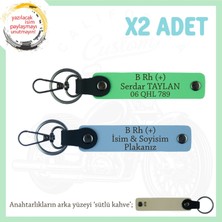 Biker Dostlarına, Isim Plaka ve B Rh (+) Kan Grubu Yazılı, Motor X2' Li Anahtarlık, Mavi-F Yeşil-Sk