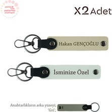 Avukata Şık Jest, Isim Yazılı 2’li Anahtarlık Hediye Seti, Beyaz-Sütlü Kahve-Gri