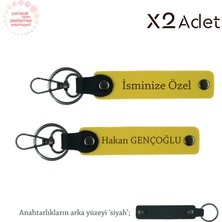 Teyzeye Yılbaşı Armağanı, Isim & Soyisim Kişiselleştirilmiş 2’li Anahtarlık, Sarı-Siyah