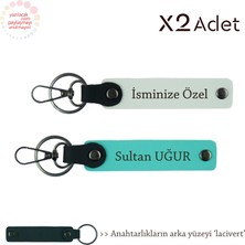 Anneye Yılbaşı Sürprizi,kişisel Isimli 2’li Anahtarlık Takımı, Beyaz-Turkuaz-Lacivert