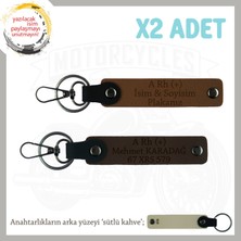 Motor Severlere, Isim Plaka ve A + Kan Grubu Yazılı Anlamlı Hediye X2 Anahtarlık, Kahve-K Kahve-Sk
