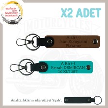 Hız Tutkunlarına, Isim Plaka ve A- Kan Grubu Yazılı Kişiye Özel X2 Anahtarlık, Kahve-K Turkuaz-Syh