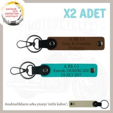 Hız Tutkunlarına, Isim Plaka ve A- Kan Grubu Yazılı Kişiye Özel 2'li Anahtarlık, Kahve-K Turkuaz-Sk