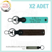 Motor Severlere Hediye, Isim Plaka ve A Rh (-) Kan Grubu Yazılı X2'li Anahtarlık, K Kahve-Turkuaz-Gr