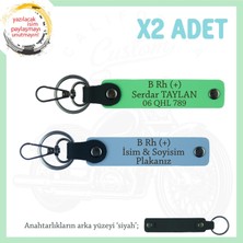 Biker Dostlarına, Isim Plaka ve B Rh (+) Kan Grubu Yazılı, Motor X2' Li Anahtarlık, Mavi-F Yeşil-Syh