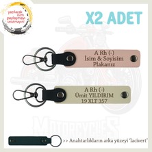 Sürücüler Için Isim Plaka ve A Rh (-) Kan Grubu Yazılı 2li Anahtarlık Hediye, Yavruağzı-S Kahve-Laci