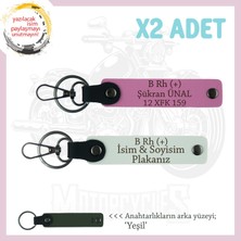 Yol Tutkunları Isim Plaka, B Rh (+) Kan Grubu Yazılı Kişiye Özel X2 Anahtarlık Seti, Beyaz-Pembe-Ysl