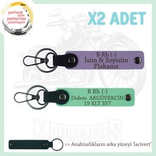 Yol Tutkunları Için, Isim Plaka ve B- Kan Grubuna Kişiselleştirilmiş X2 Anahtarlık, Mor-Yeşil-Laci