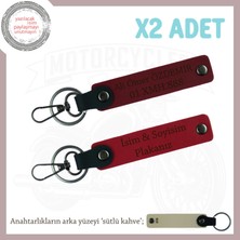 Minimal Tasarımlı 2’li Deri Anahtarlık – Plaka ve Isim Yazılı Özel Üretim, Kırmızı-Bordo-Sk
