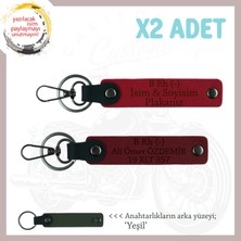 Motor Tutkunlarına, Isim Plaka ve B Rh (-) Kan Grubu Yazılı X2 Anahtarlık Set, Kırmızı-F Yeşil-Ysl