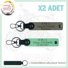 Hız Aşıkları Için Isim Plaka, B Rh (-) Kan Grubu Yazılı Hediyelik X2 Anahtarlık, Kül Gri-Yeşil-Laci