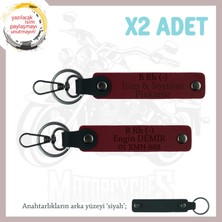 Hız Aşıkları Için Isim Plaka ve B Rh (-) Kan Grubu Kişisel, Acil Durum Deri X2 Anahtarlık, Bordo-Syh