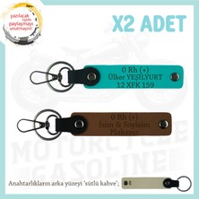 Hız Tutkunlarına, Isim Plaka ve 0+ Kan Grubu Yazılı Kişiye Özel 2'li Anahtarlık, Kahve-K Turkuaz-Sk