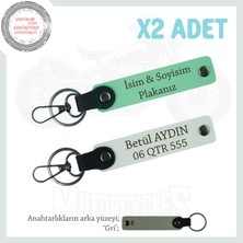 Isim ve Plaka Işlemeli Deri 2’li Anahtarlık Seti – Şık ve Kalıcı Hediye Alternatifi, Yeşil-Beyaz-Gr