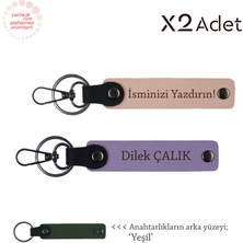Anneler Gününe Anlamlı Armağan, Isim & Soyisim Yazılı 2’li Anahtarlık, Yavru Ağzı-Mor Menekşe-Yeşil