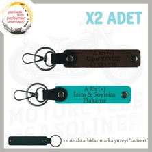 Motor Tutkunlarına Özel Isim Plaka ve A+ Kan Grubu Yazılı Özel X2 Anahtarlık, K Turkuaz-K Kahve-Laci