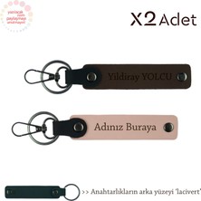 Yılbaşı Için Anlamlı Sürpriz, Isim Yazılı 2’li Anahtarlık Seti, Yavru Ağzı-Koyu Kahve-Lacivert