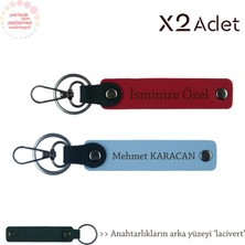 Anneler Gününe Anlamlı Jest, Isim Yazılı 2’li Anahtarlık Hediye Takımı, Kırmızı-Gök Mavi-Lacivert