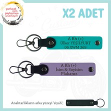 Motosiklet Sevene Özel Isim Plaka ve A Rh (+) Kan Grubu, Acil Durum Anahtarlık, Mor-K Turkuaz-Syh