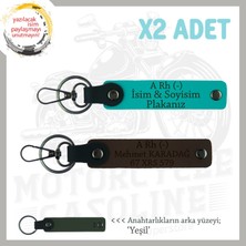 Motor Tutkunlarına Özel, Isim Plaka ve A- Kan Grubu Yazılı Özel X2 Anahtarlık, K Turkuaz-K Kahve-Ysl