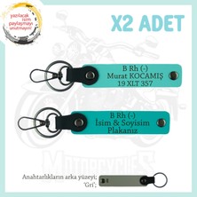 Motosiklet Severlere Isim Plaka, B- Kan Grubu Yazılı Acil Durum X2 Anahtarlık, K Turkuaz-Turkuaz-Gr